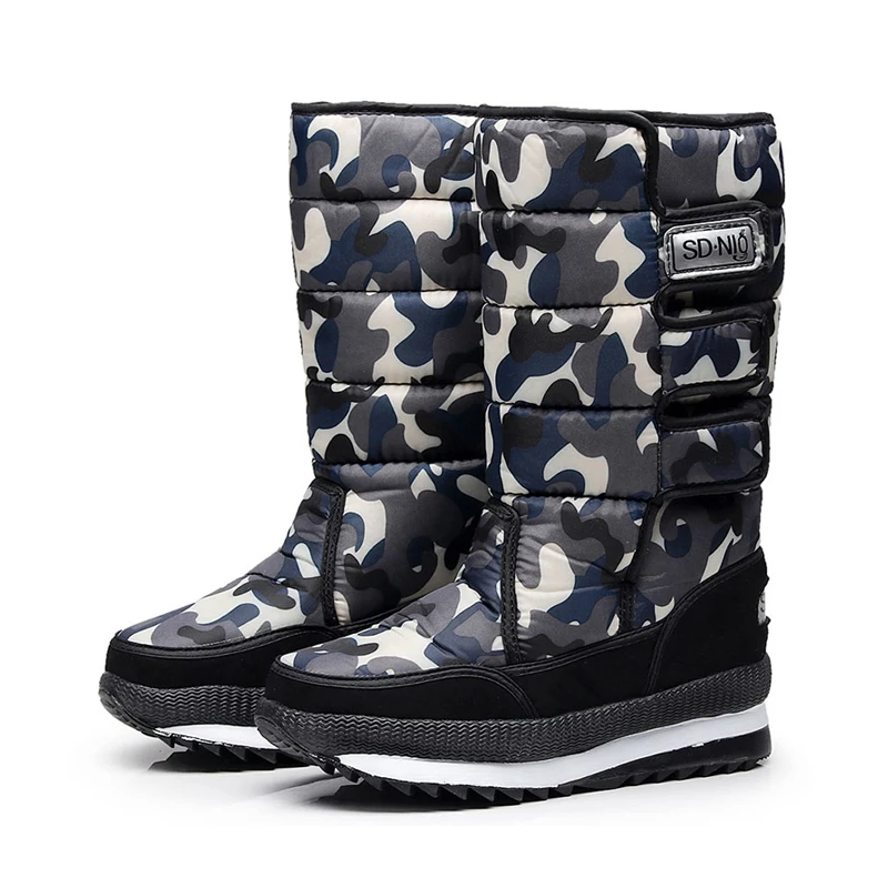 Bottes femme gris foncé camouflage à scratch