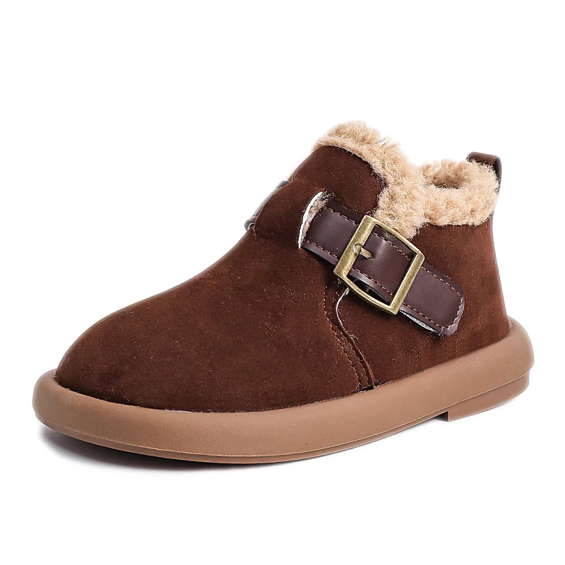 Bottines garçon marron fourrées à boucle – Image 2