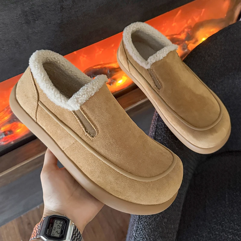 Mocassins homme à style classique avec col fourré pour hiver