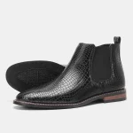 Bottines Chelsea homme noires avec motif embossé et fermeture éclair sur le côté