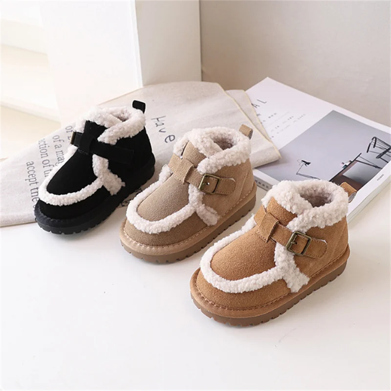 Chaussures d'hiver en cuir pour fille avec semelle antidérapante