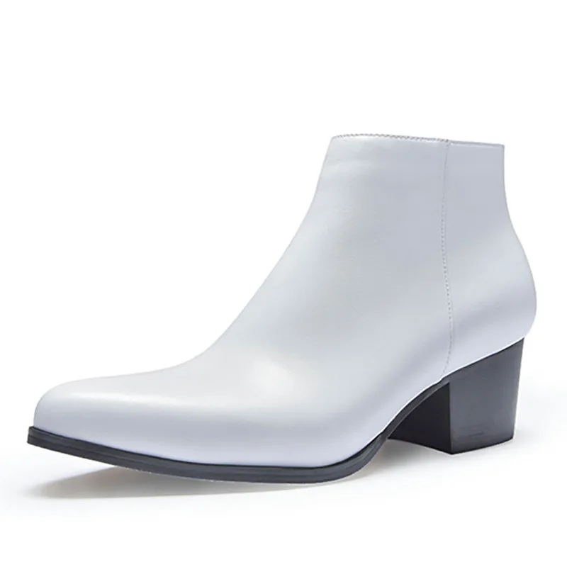 Profil des bottines homme noires fourrées à talon pour mode hiver