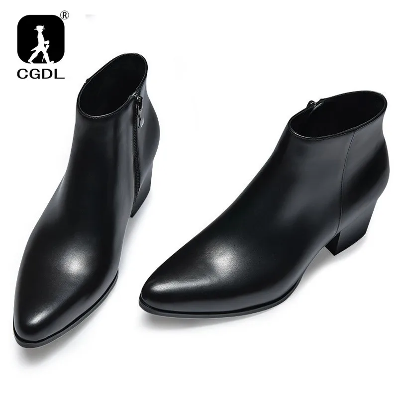 Bottines en cuir noir pour homme avec fourrure intérieure chaude