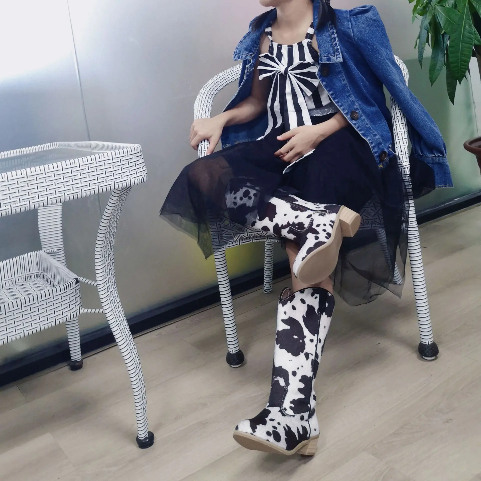 Chaussures pour fille à talon haut avec paillettes et motif vache