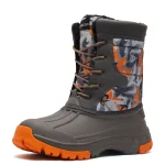 Bottes garçon gris orange à cordon élastique