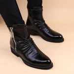 Bottines homme noires plissées avec zip latéral élégantes