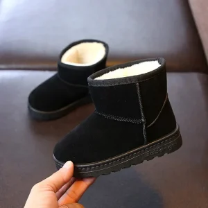 Bottines de neige pour fille noires avec fourrure chaude