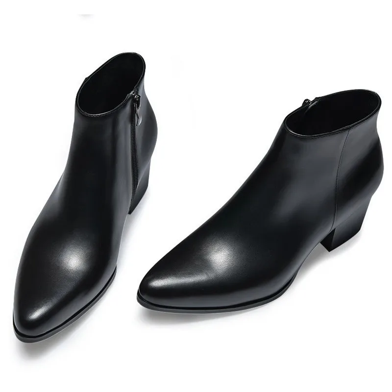 Bottines homme robustes avec zip et fourrure pour hiver