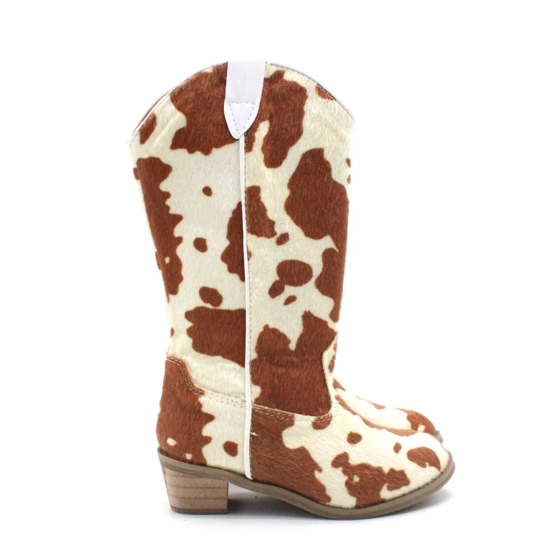 Bottes de cowgirl pour fille à paillettes en noir et blanc avec motif vache