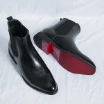 Bottines Chelsea pour homme noires avec semelle rouge élégantes