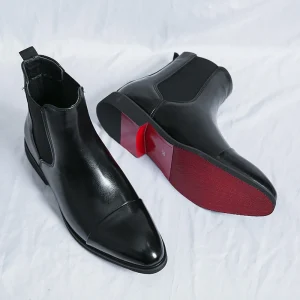 Bottines Chelsea pour homme noires avec semelle rouge élégantes