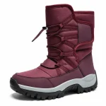 bottes homme bordeaux fourrees a lacets vue de trois quarts sur fond blanc 45287