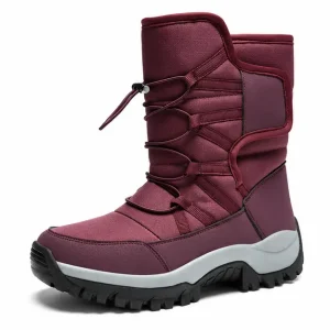 bottes homme bordeaux fourrees a lacets vue de trois quarts sur fond blanc 45287
