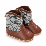 bottines bebe western marron a motifs argentes vue ensemble fond blanc