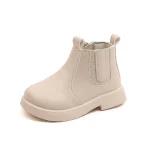 bottines chelsea enfant beiges a plateforme sur fond blanc