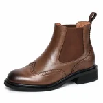 bottines chelsea femme marron fourrees vue de trois quarts sur fond blanc 45250