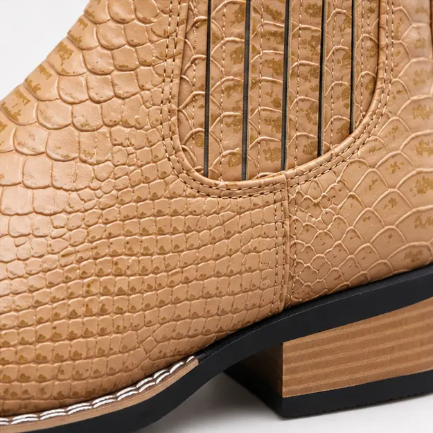 bottines chelsea homme beiges effet reptile detail de la texture reptile et des bandes verticales 45373