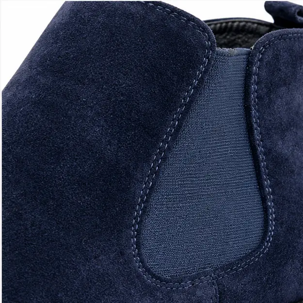 bottines chelsea homme bleues en suedine detail de la suedine et de lelastique 45292