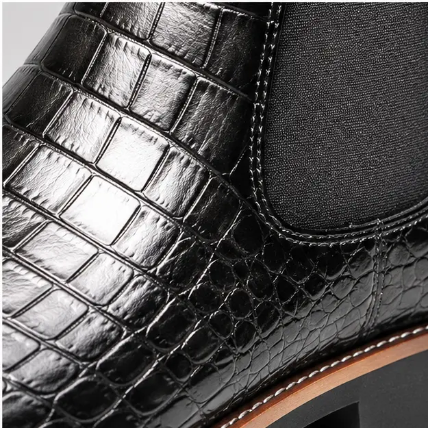 bottines chelsea homme gris anthracite effet crocodile detail du relief crocodile et de lelastique 45356