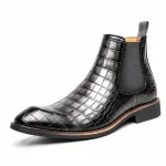 bottines chelsea homme gris anthracite effet crocodile vue de trois quarts sur fond blanc 45356