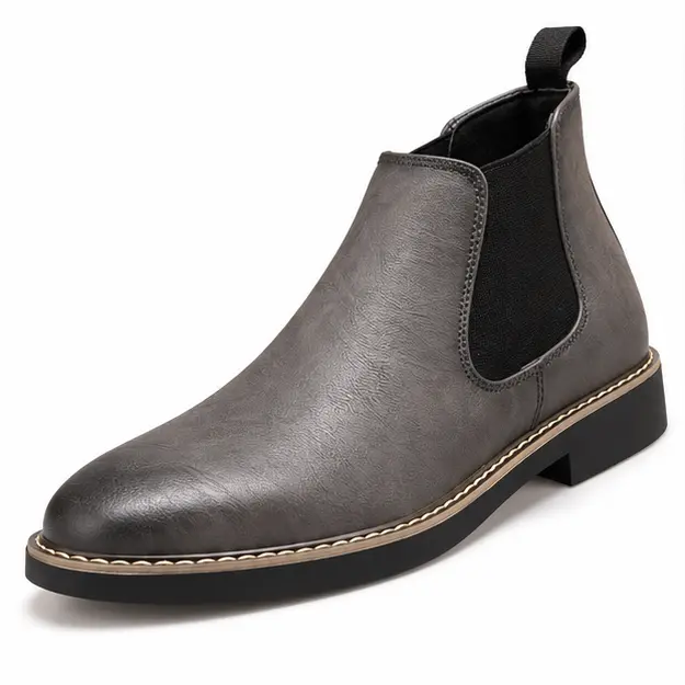 bottines chelsea homme grises a coutures contrastantes vue de trois quarts sur fond blanc 45320
