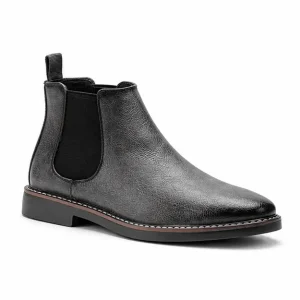 bottines chelsea homme grises a tige unie vue de trois quarts sur fond blanc 45340