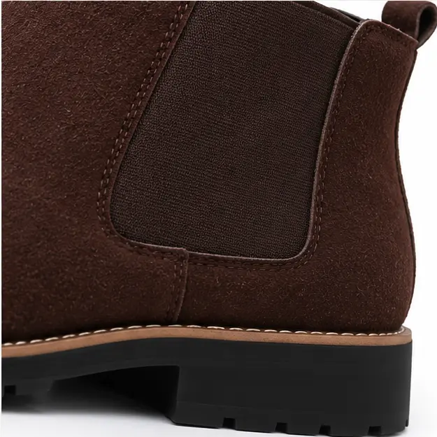 bottines chelsea homme marron a effet givre detail de lelastique et de la texture 45397