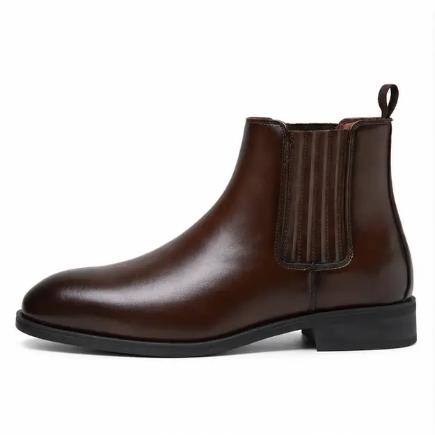 bottines chelsea homme marron a elastiques nervures vue de profil sur fond blanc 45362