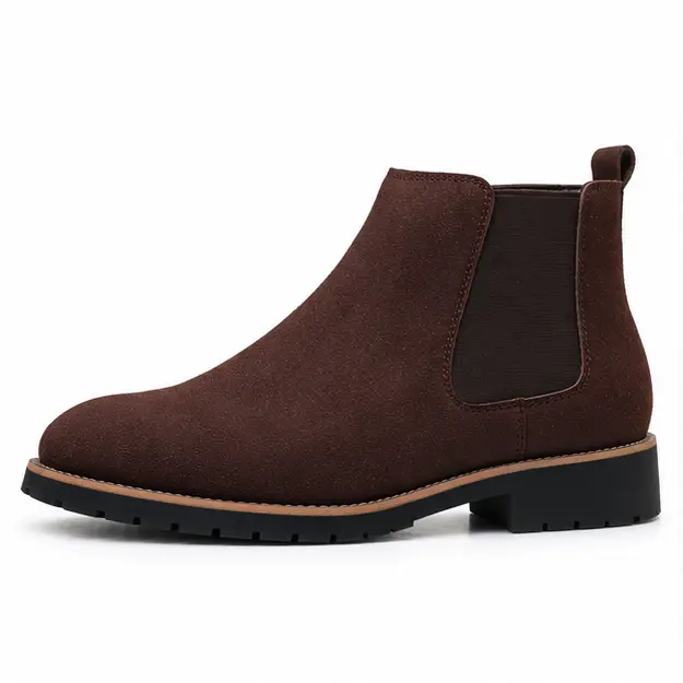 bottines chelsea homme marron a finition mate vue de profil sur fond blanc 45400