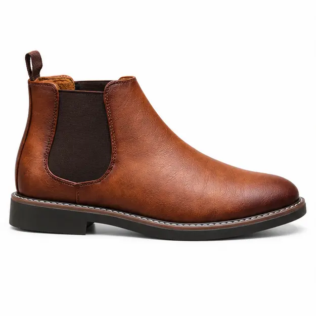 bottines chelsea homme marron a tige unie vue de profil sur fond blanc 45341