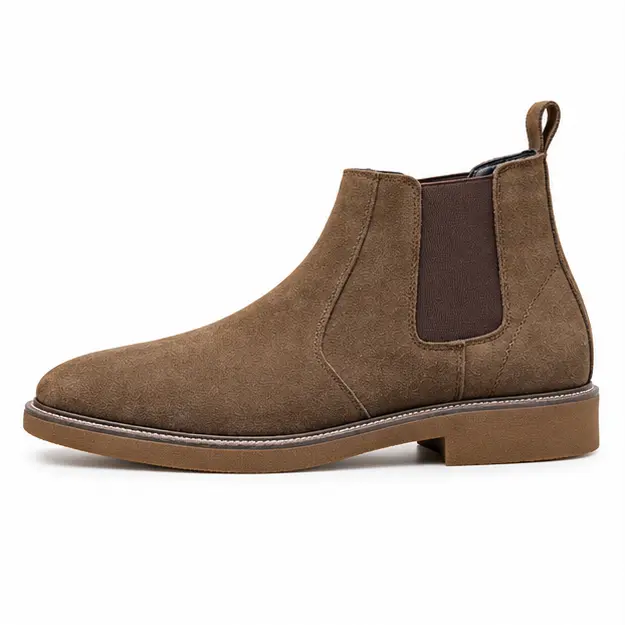 bottines chelsea homme marron fourrees a finition mate vue de profil sur fond blanc 45360