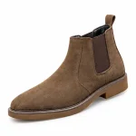 bottines chelsea homme marron fourrees a finition mate vue de trois quarts sur fond blanc 45360