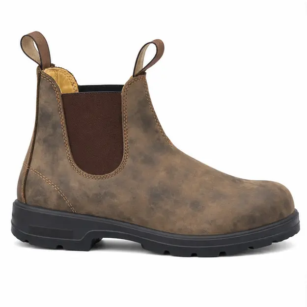 bottines chelsea homme marron patine a semelle epaisse vue de profil sur fond blanc 45435