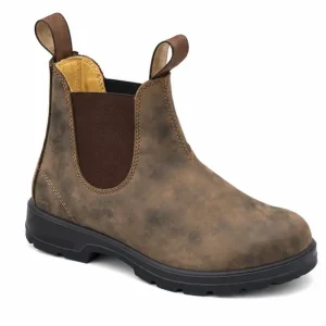 bottines chelsea homme marron patine a semelle epaisse vue de trois quarts sur fond blanc 45435