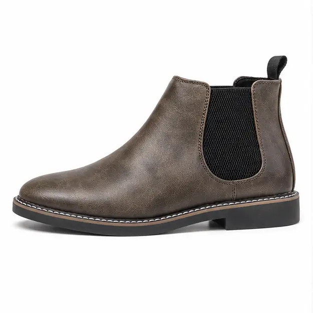 bottines chelsea homme marron taupe a elastiques noirs vue de profil sur fond blanc 45368