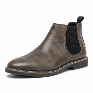 bottines chelsea homme marron taupe a elastiques noirs vue de trois quarts sur fond blanc 45368