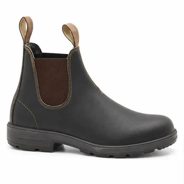 bottines chelsea homme noires a elastiques marron vue de profil sur fond blanc 45433
