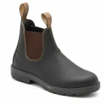 bottines chelsea homme noires a elastiques marron vue de trois quarts sur fond blanc 45433