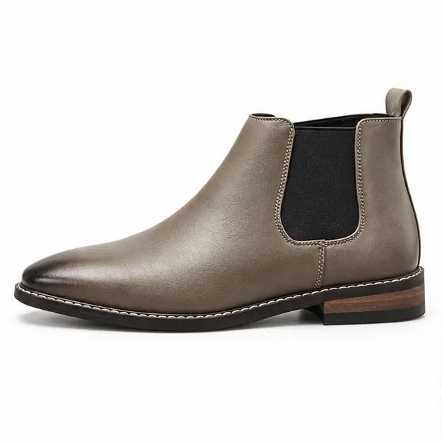 bottines chelsea homme taupe kaki a tige lisse vue de profil sur fond blanc 45384