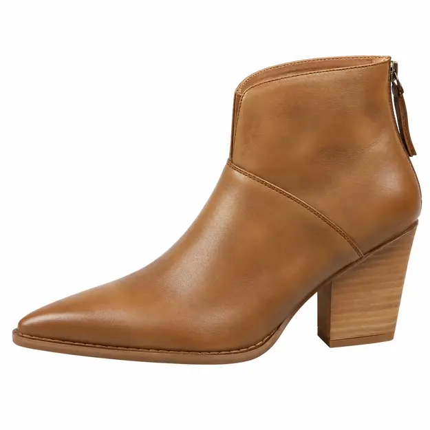 bottines cowboy femme marron a talon vue de profil sur fond blanc 45207