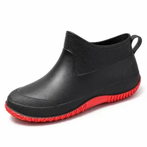 bottines de pluie femme a semelle rouge vue de trois quarts sur fond blanc 45159