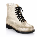 bottines de pluie femme beiges fantaisie vue de trois quarts sur fond blanc 45201