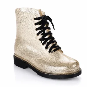 bottines de pluie femme beiges fantaisie vue de trois quarts sur fond blanc 45201