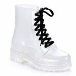 bottines de pluie femme blanches a lacets vue de trois quarts sur fond blanc 45187