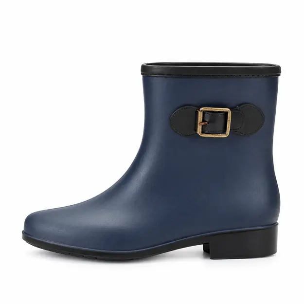 bottines de pluie femme bleues a enfiler vue de profil sur fond blanc 45167