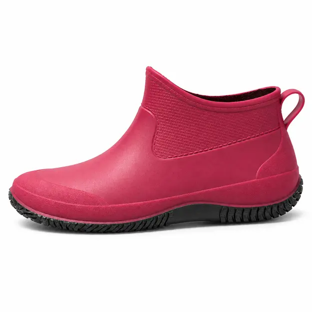 bottines de pluie femme fuchsia a semelle contrastante vue de profil sur fond blanc 45161