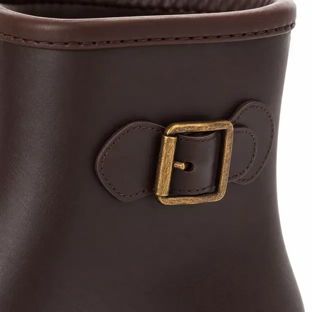 bottines de pluie femme marron a enfiler detail de la boucle laterale sur caoutchouc marron 45164