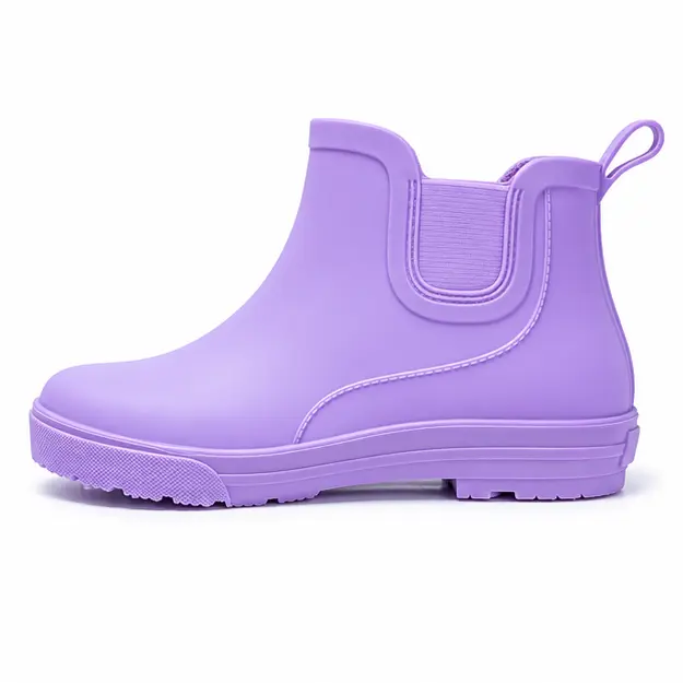 bottines de pluie femme violettes en pvc vue de profil sur fond blanc 45193