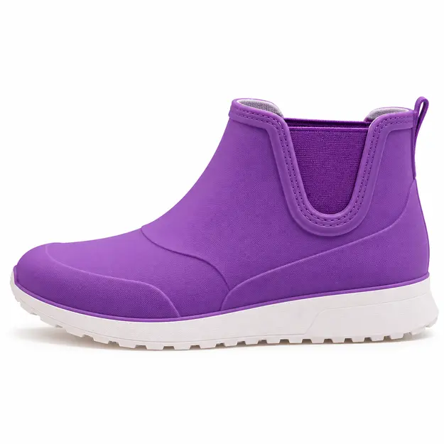 bottines de pluie femme violettes fourrees vue de profil sur fond blanc 45179