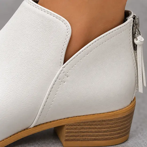 bottines femme blanches retro a zip arriere detail de louverture laterale et du zip arriere 45146